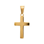Chris Cross Pendant från Alora Avenue – ett klassiskt guldfärgat korshänge i rostfritt stål med PVD-plätering i 18k guld. Ett vattentåligt och allergivänligt smycke med symbolisk kraft och stilren design – perfekt som konfirmationspresent, dopgåva eller tidlös vardagsfavorit.