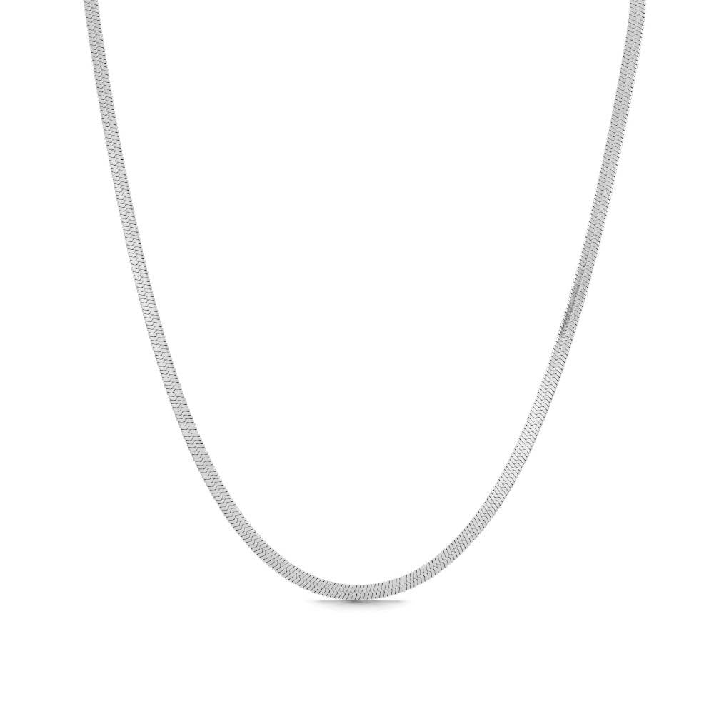 Cleo Cobra Necklace – silverfärgad ormkedja, 40 cm lång, tillverkad i rostfritt stål med PVD-plätering för hållbarhet och vattentålighet.