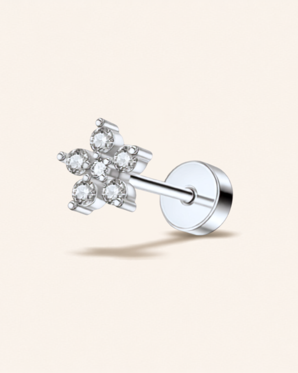 Flora Flower Stud Silver — Vattentåligt örhänge i silverpläterat stål | Alora Avenue