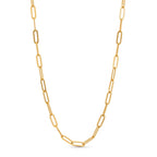 Gala Grove Necklace – guldig paperclip-kedja i rostfritt stål, 48 cm lång, med slitstark PVD-plätering, vattentålig och modern design.