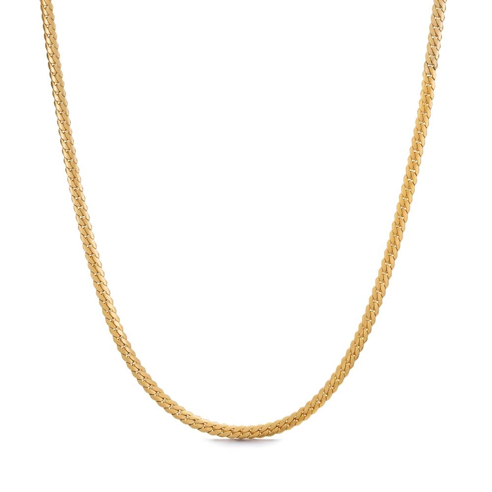 Girly Grace Necklace – guldfärgat halsband i rundad pansar-stil, 42 cm långt, med hållbar PVD-plätering och vattentålig design.