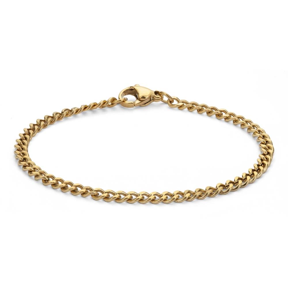 Michelle Mini Bracelet – guldfärgat pansararmband för barn, tillverkat i rostfritt stål och PVD-behandlat för hållbarhet och glans.
