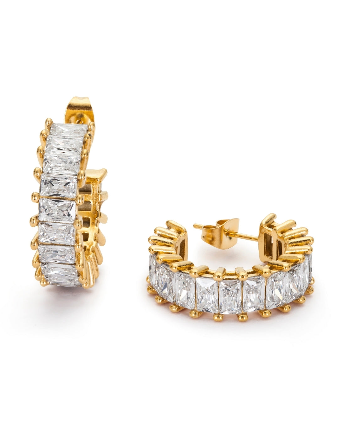 Sabrina Spark Hoops – Guldiga hoops med cubic zirconia-stenar, 25mm.