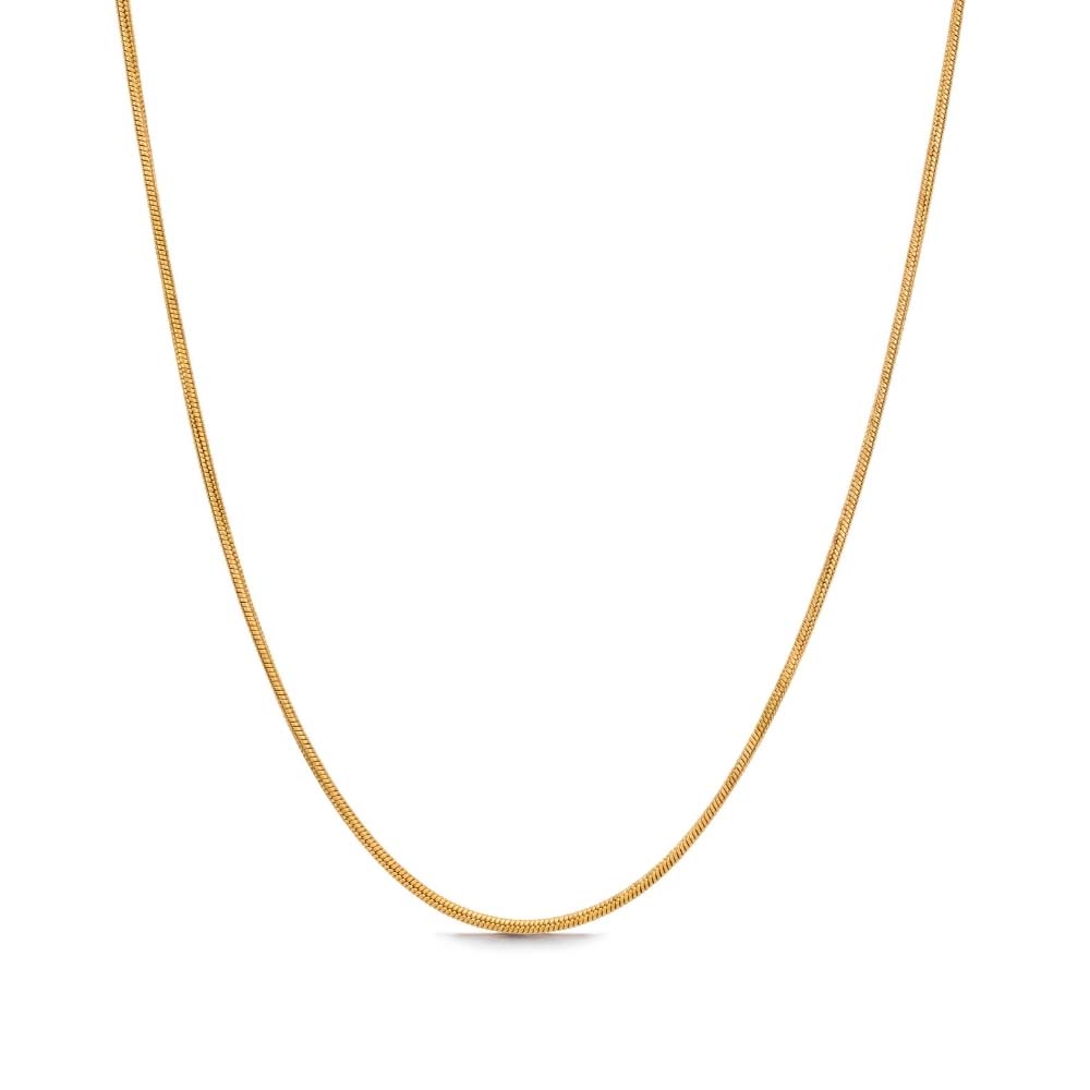 Slytherin Neat Necklace – guldrund ormkedja, 45 cm lång, tillverkad av återvinningsbart rostfritt stål och PVD-pläterad med 18K guld för hållbar glans och vattentålighet.