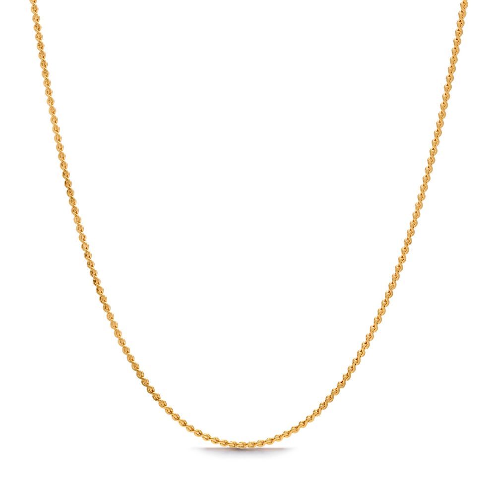 Svea Saffron Necklace – guldigt halsband med minimalistisk design, 42 cm långt, PVD-pläterat i 18K guld för hållbarhet och glans.
